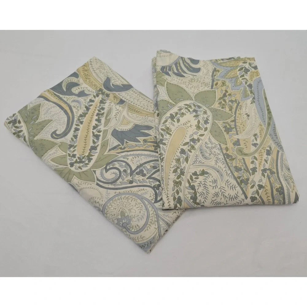 Set (2) POTTERY BARN CAESAREA Pillow Shams Standard Size Pair Blues Greens GUC